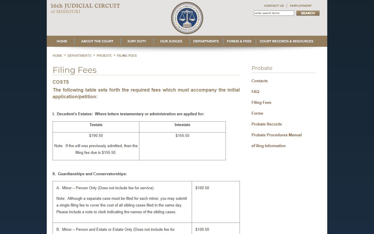 Reynolds County court dockets Missouri circuit filing fee example