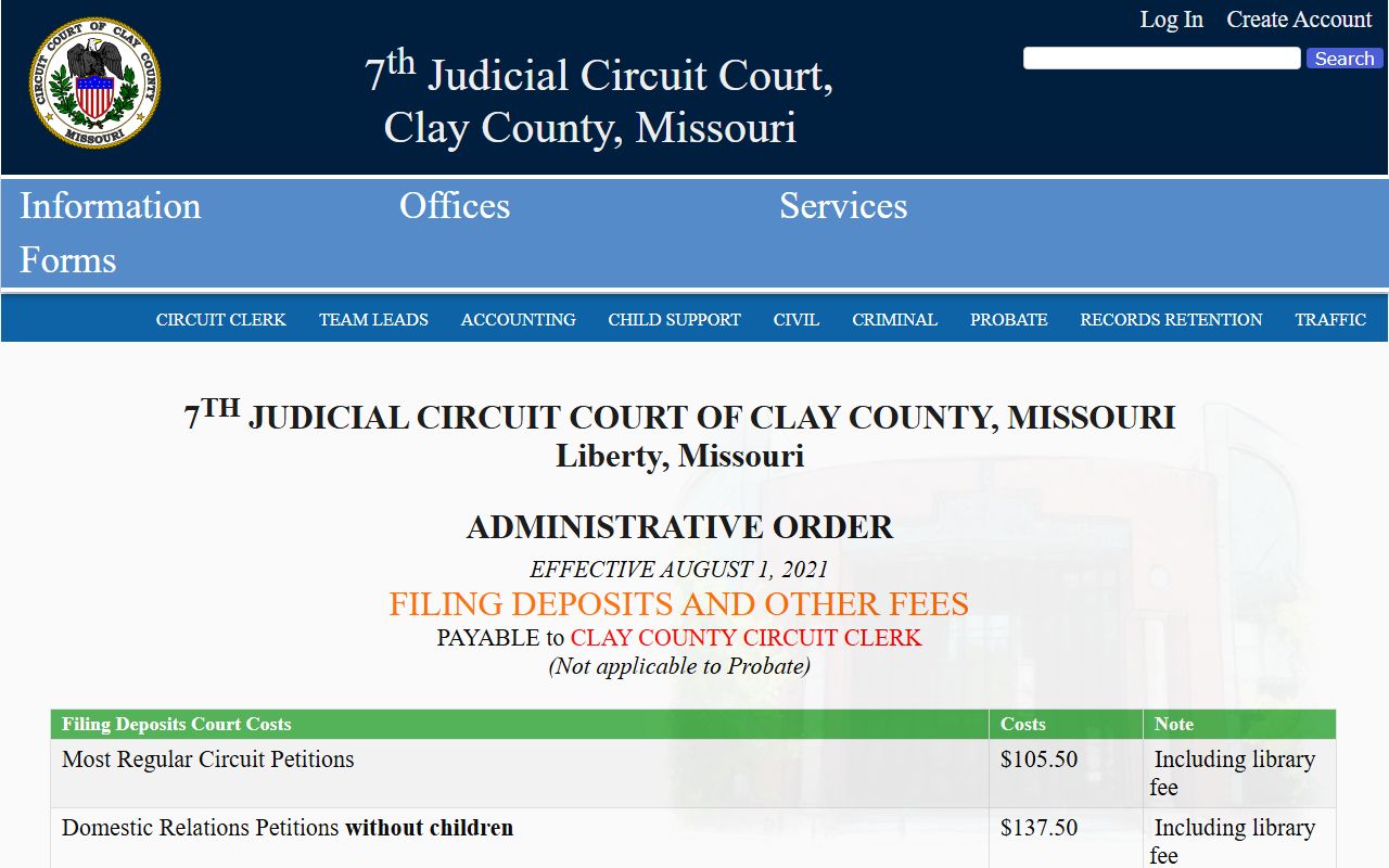 Reynolds County court dockets Missouri circuit clerk fee example