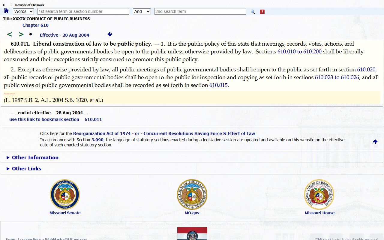 Reynolds County court records Missouri Sunshine Law access