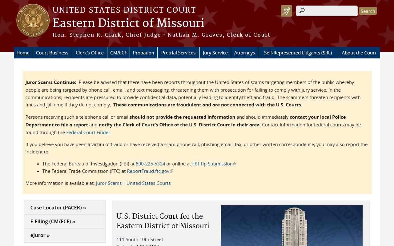 Reynolds County Circuit Court federal court distinction Eastern District of Missouri