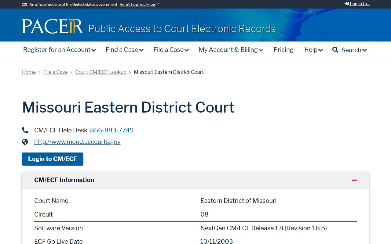 Reynolds County Circuit Court PACER MOEDC court lookup