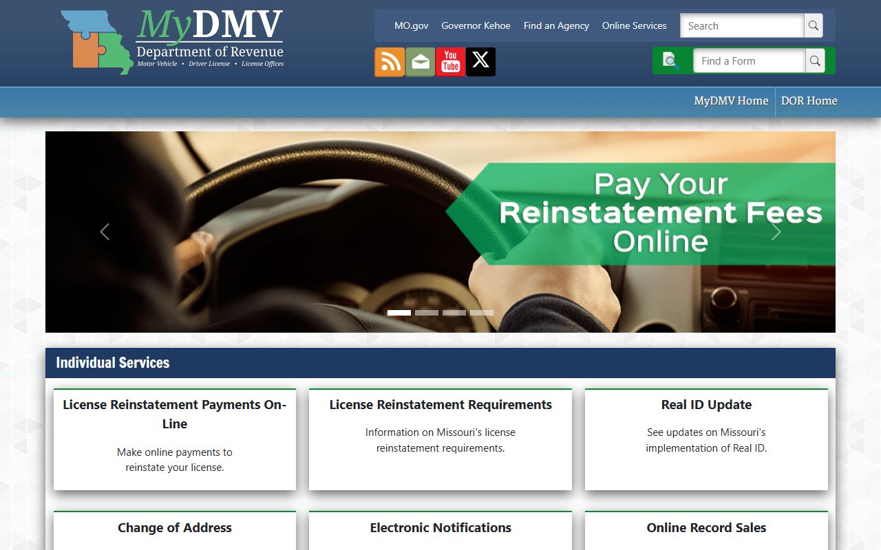 Reynolds County traffic court records Missouri MyDMV driver services